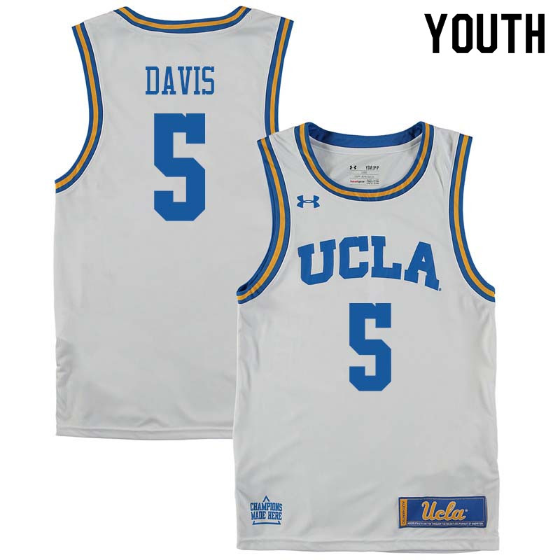Youth #5 Baron Davis UCLA Bruins College Basketball Jerseys Sale-White